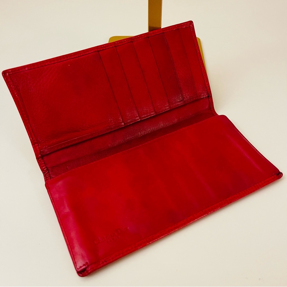Vintage Christian Dior Red Pebbled Leather Continental Wallet - Picture 3 of 12